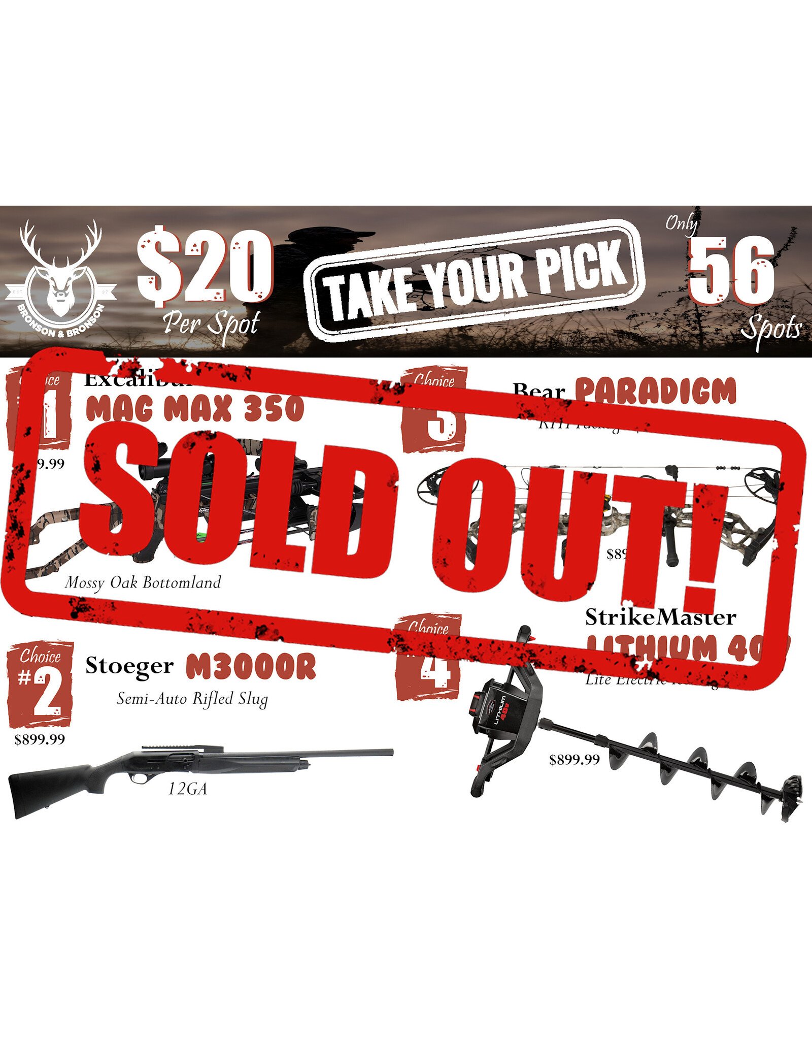 DRAW #1786 - Take Your Pick - Excalibur, Stoeger, Bear OR StrikeMaster!