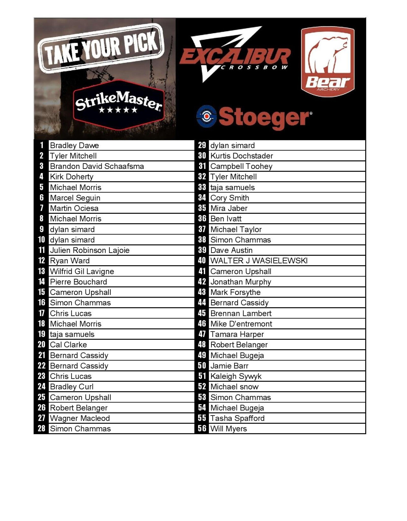 DRAW #1786 - Take Your Pick - Excalibur, Stoeger, Bear OR StrikeMaster!