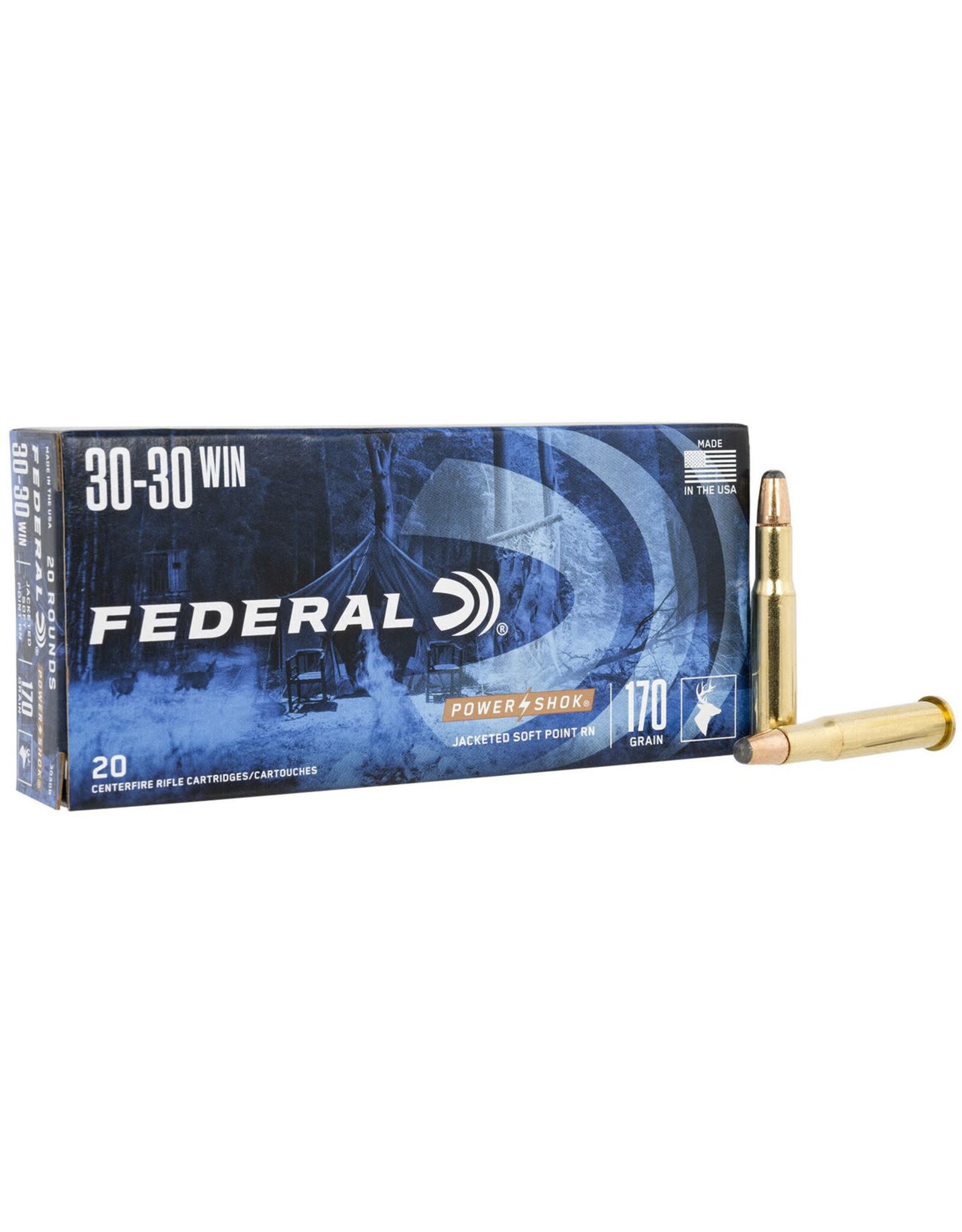 Federal Power Shok 30-30 Win Rifle Ammo, 170gr JSP – 20 Rds
