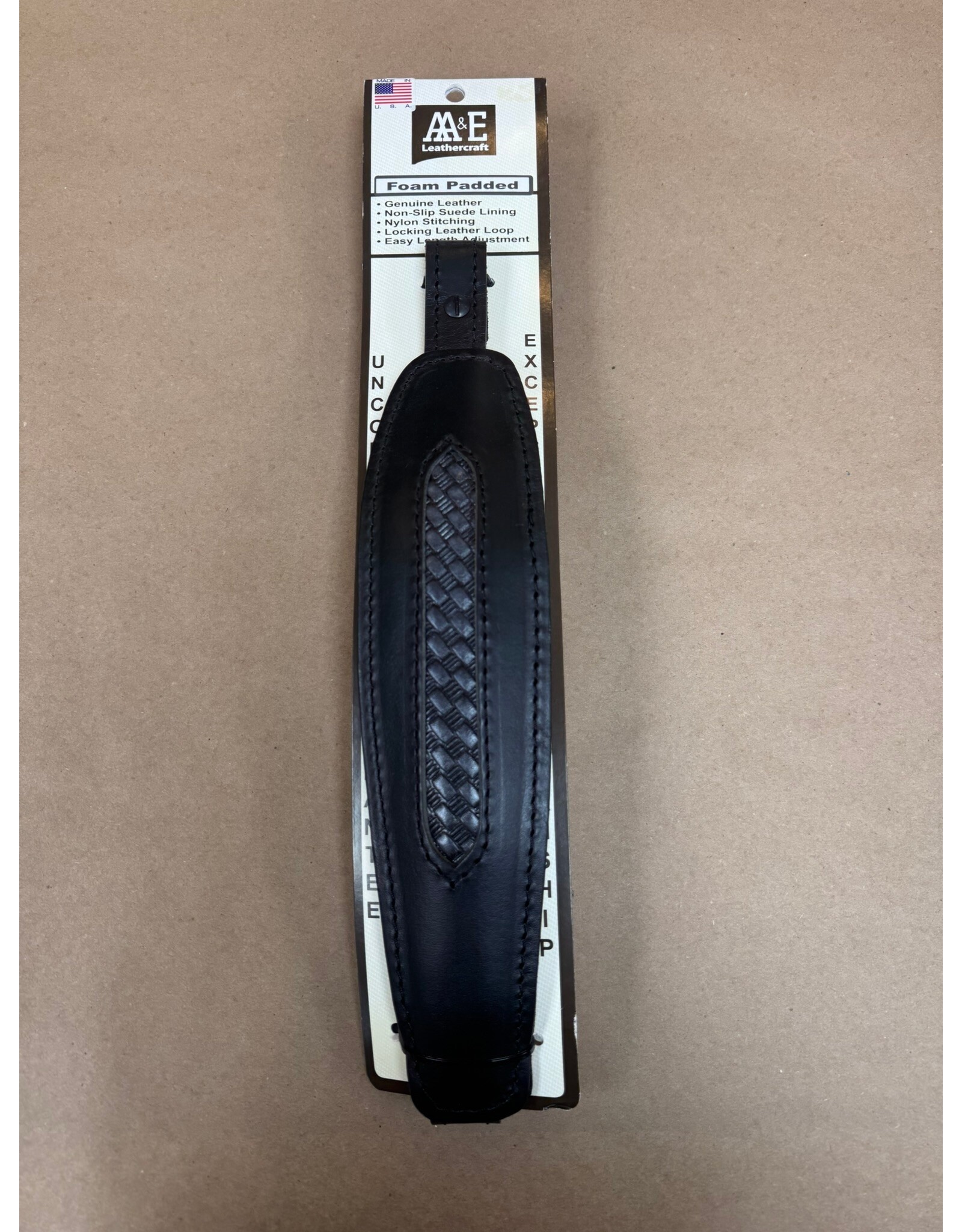 AA&E Leathercraft Black Leather Trophy Gunsling with Basketweaver Embossed Leather by AA&E Leathercraft 8501081 010 Made in the USA