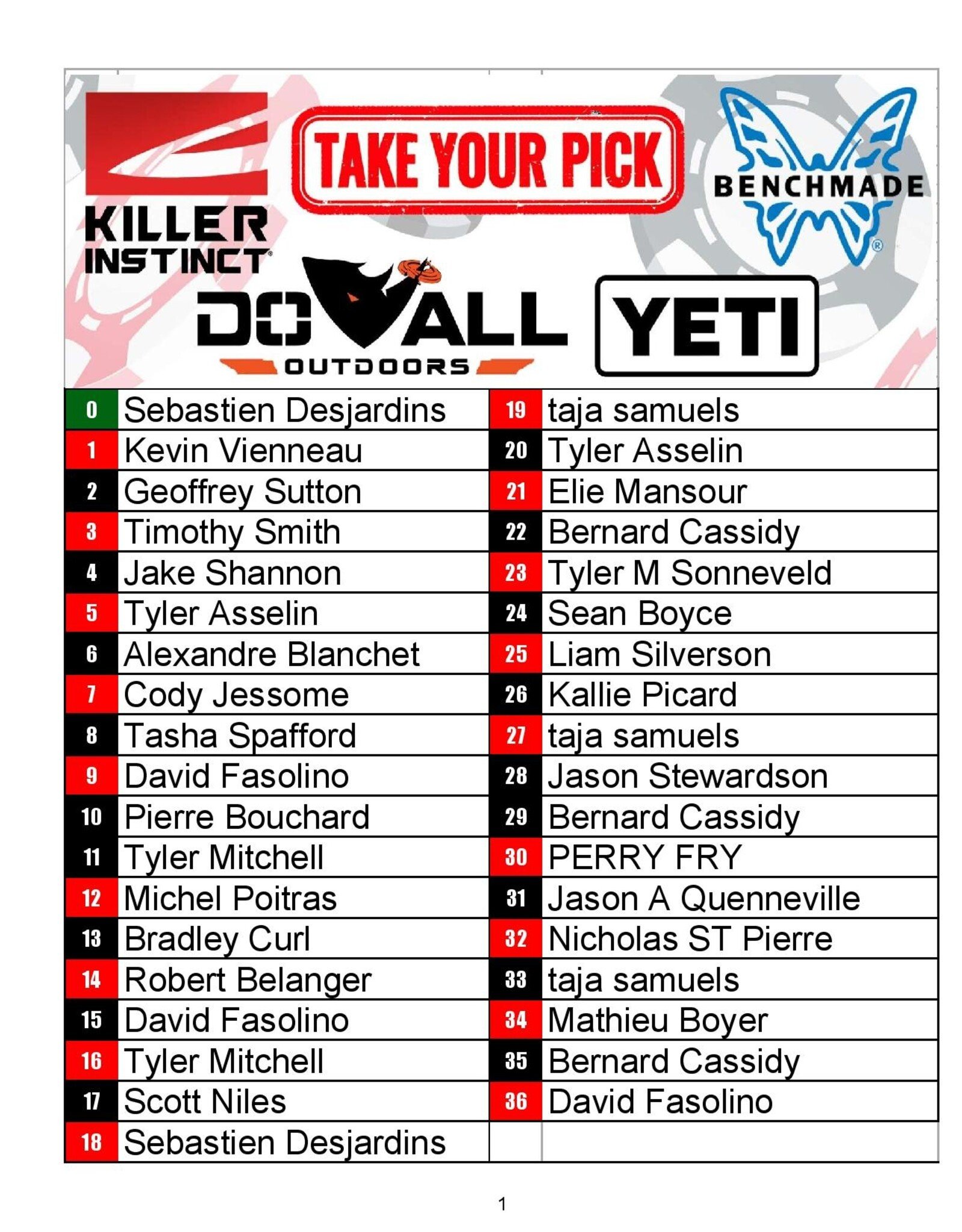 DRAW #1790 - Take Your Pick - Benchmade, Do All, Yeti OR Killer Instinct!