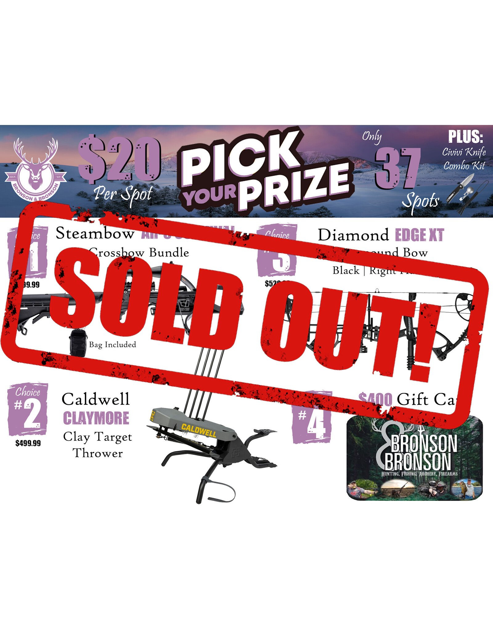 DRAW #1789 - Pick Your Prize - Steambow, Caldwell, Diamond OR Gift Card!