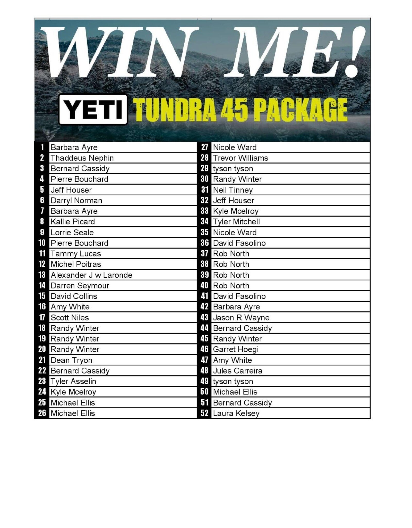 DRAW #1791 - WIN ME - Yeti Tundra 45 Firefly Yellow Package!