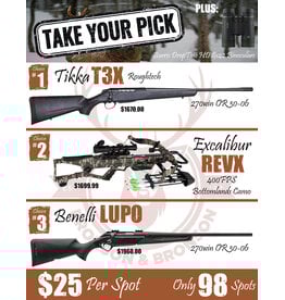 DRAW #1797 - Take Your Pick - Tikka, Excalibur OR Benelli!