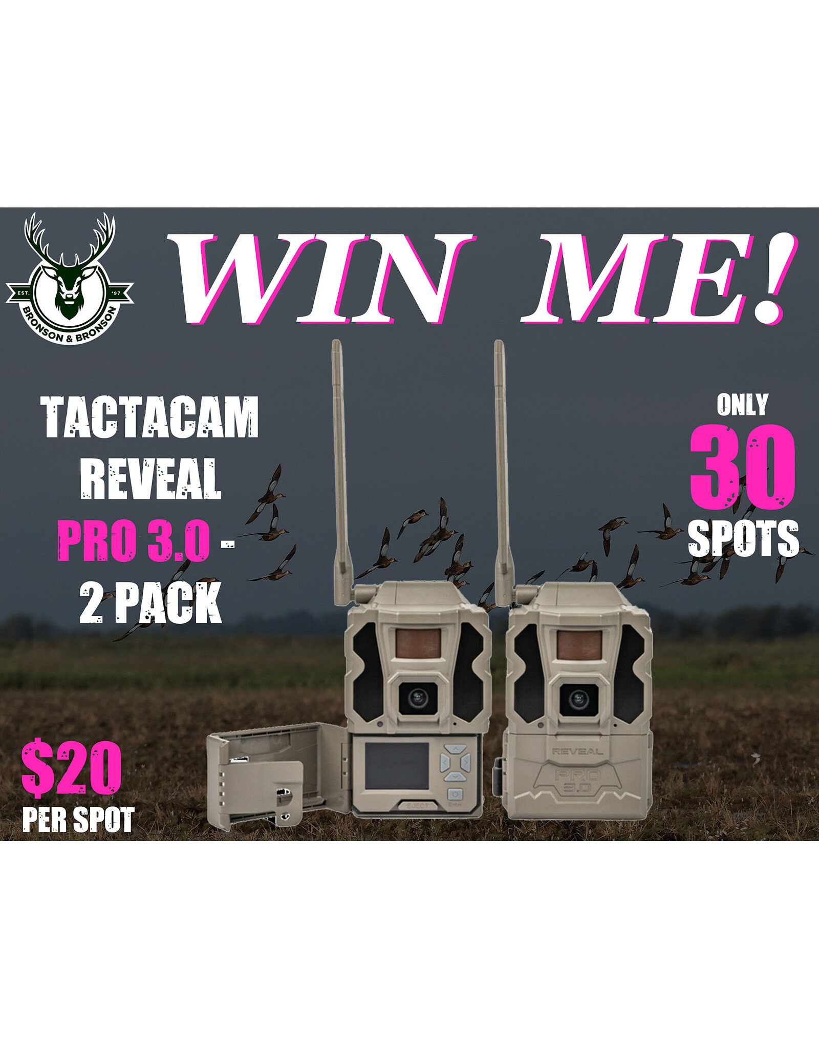 DRAW #1799 - WIN ME - Tactacam PRO 3.0 - 2 Pack ROUND 6