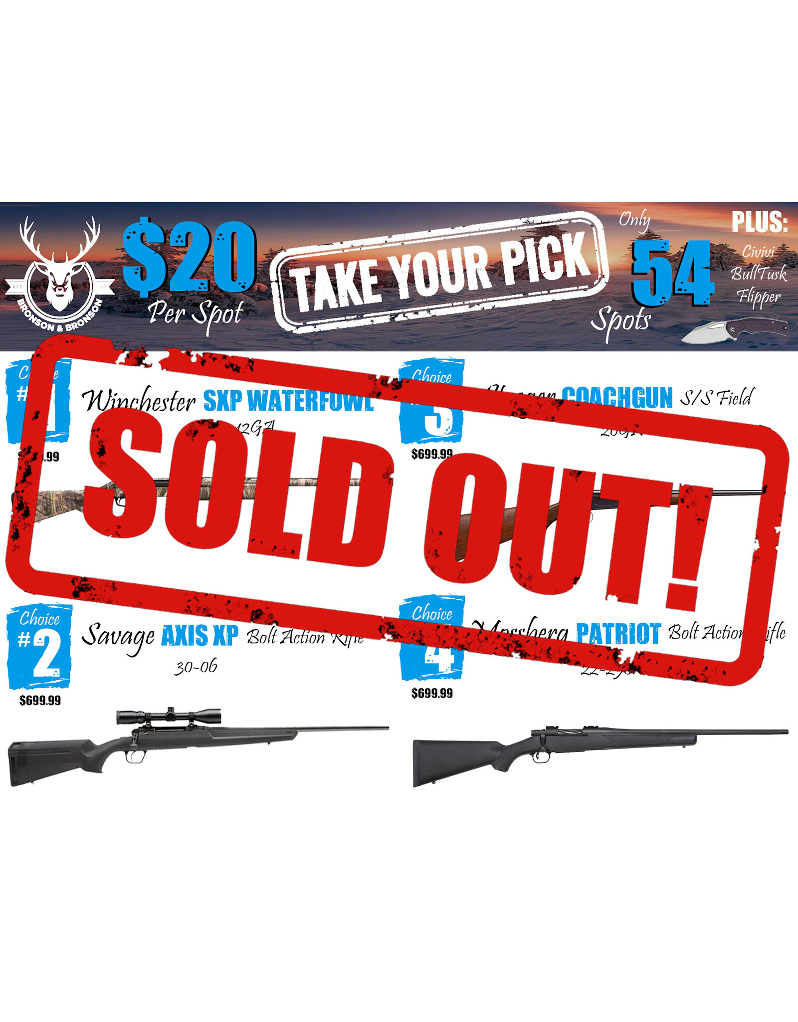 DRAW #1792 - Take Your Pick - Winchester, Savage, Stoeger OR Mossberg!