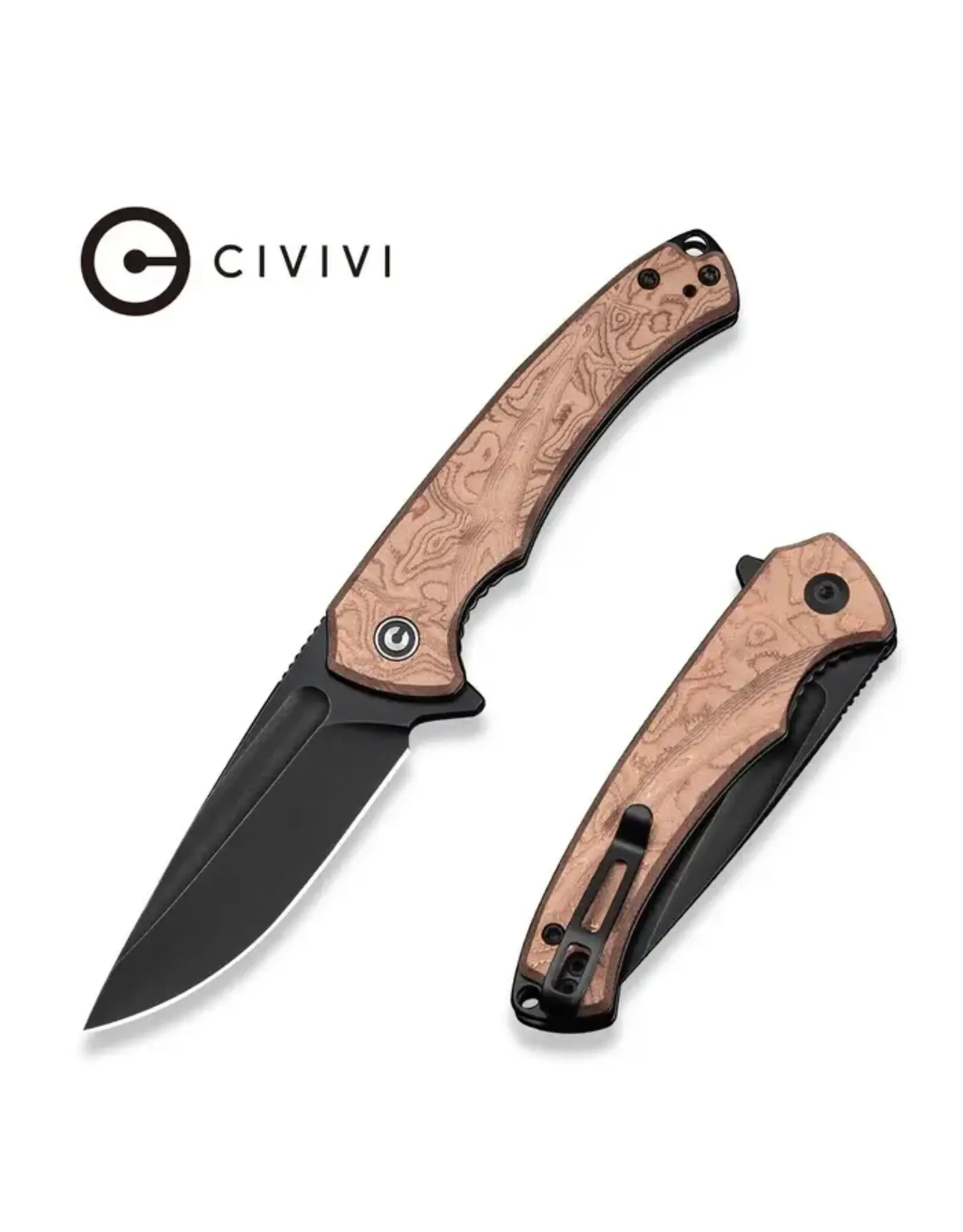 Civivi CIVIVI Voidflare Flipper Knife G10 With Copper Foil Handle (2.92" Black Stonewashed 14C28N Blade) C24040-3