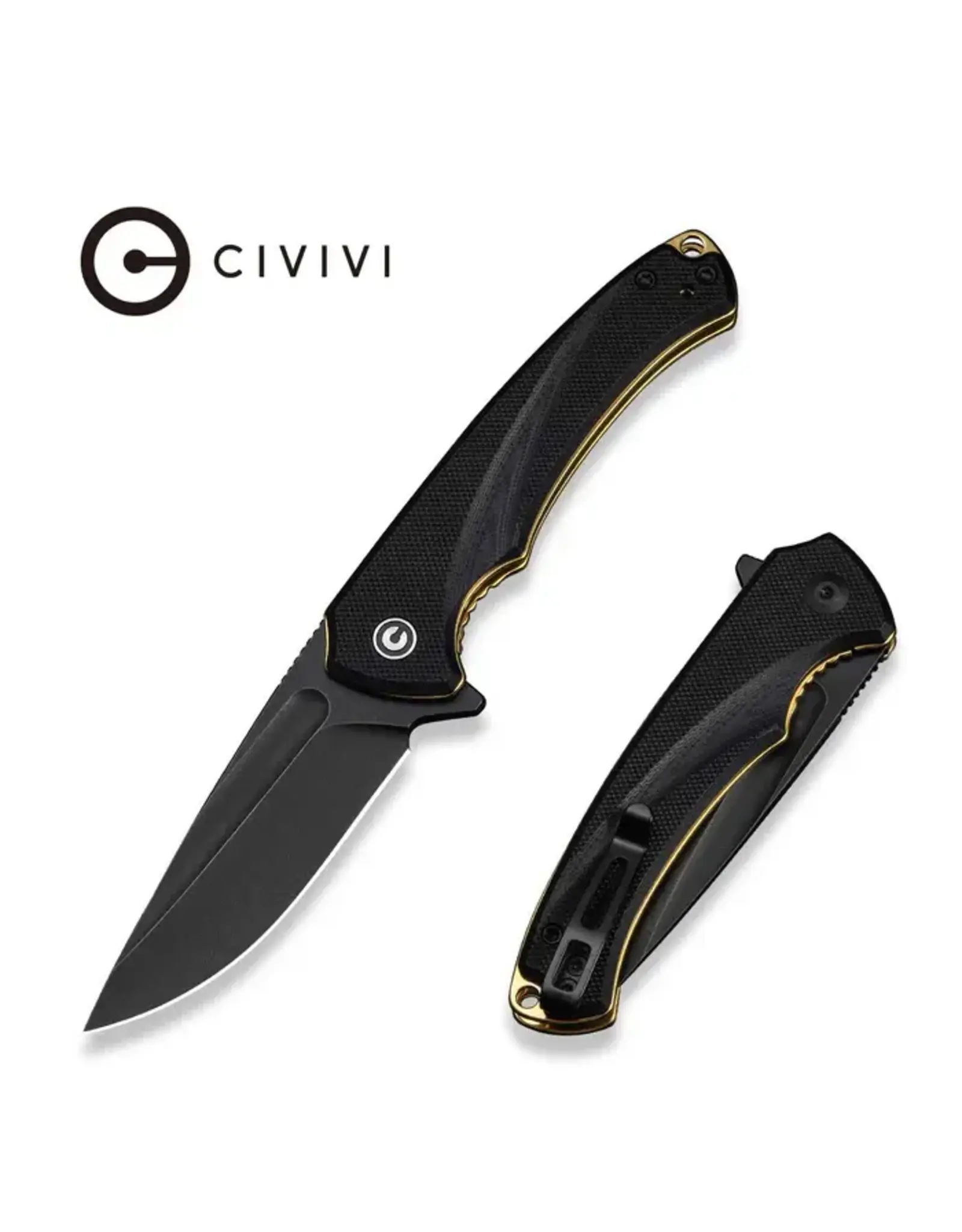 Civivi CIVIVI Voidflare Flipper Knife Black G10 Handle (2.92" Black Stonewashed 14C28N Blade) C24040-1