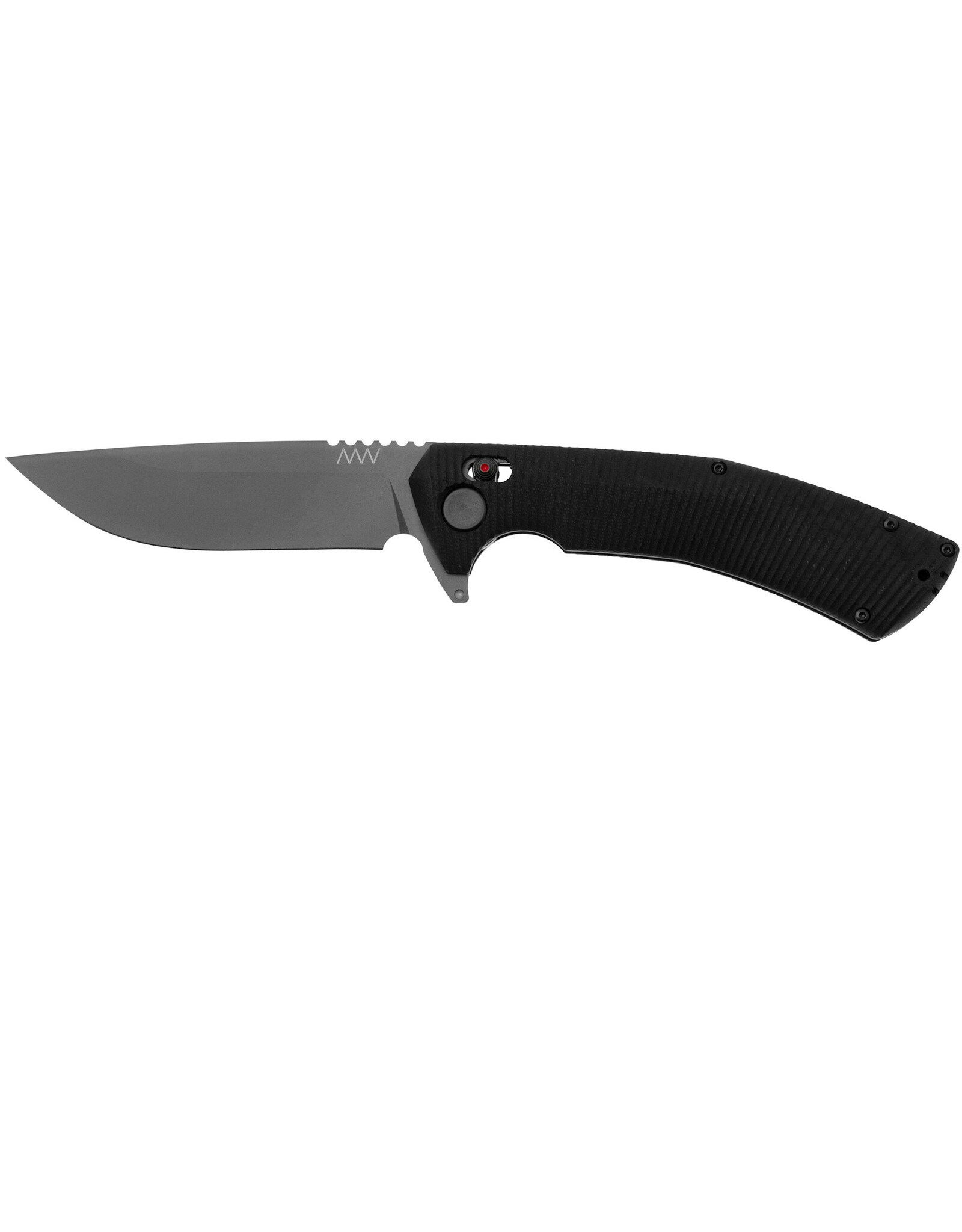 Acta Non Verba Acta Non Verba A400 BB Hard Task Alock Flipper Knife 4.1" Sleipner Black DLC Drop Point Blade, Black G10 Handles with Red Spacers, AXIS/Crossbar Lock - ANVA400-001