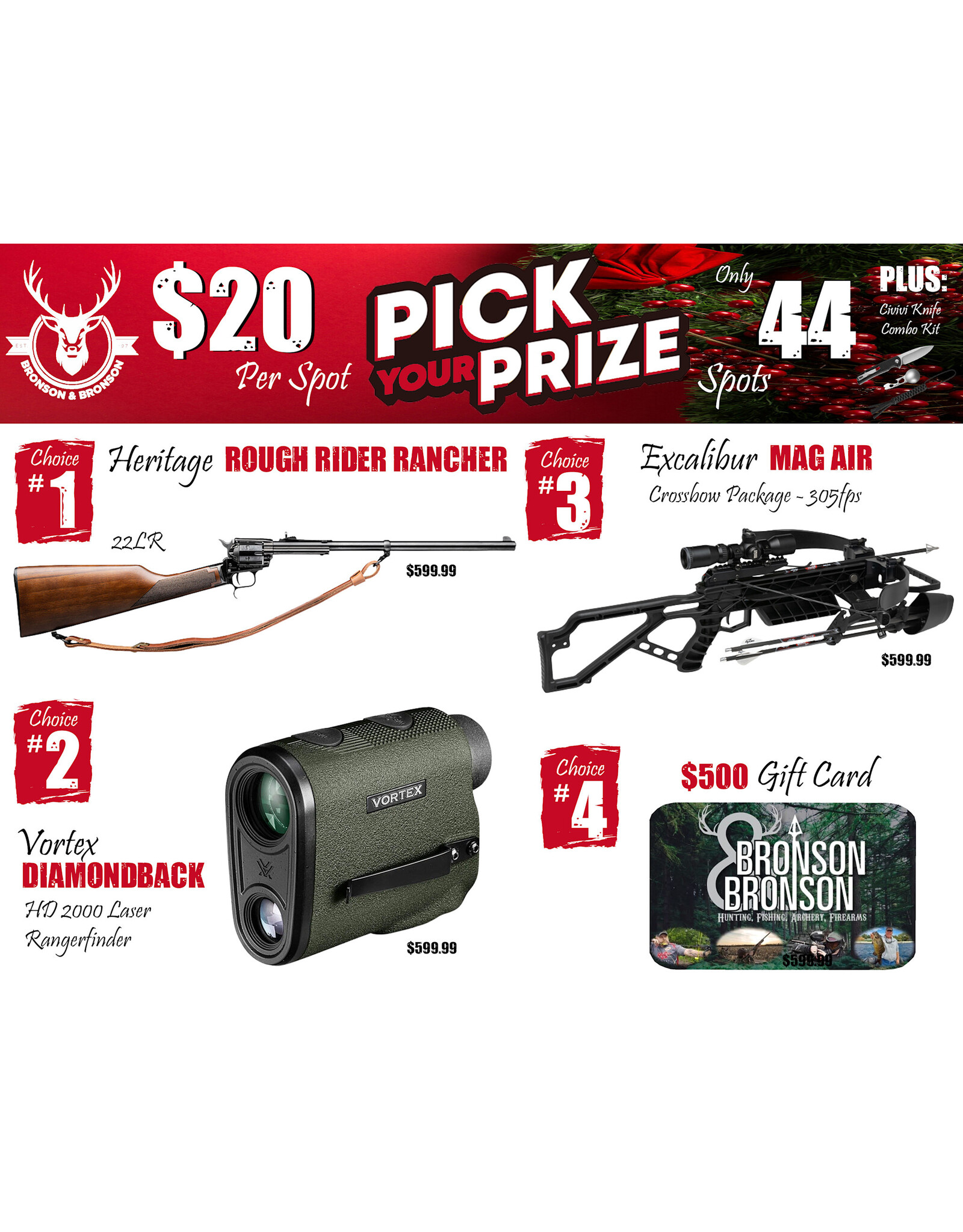 DRAW #1807 - Pick Your Prize - Heritage, Vortex, Excalibur OR Gift Card!