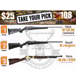 DRAW #1812 (#55-108) - Take Your Pick - Tikka, Benelli OR Henry!