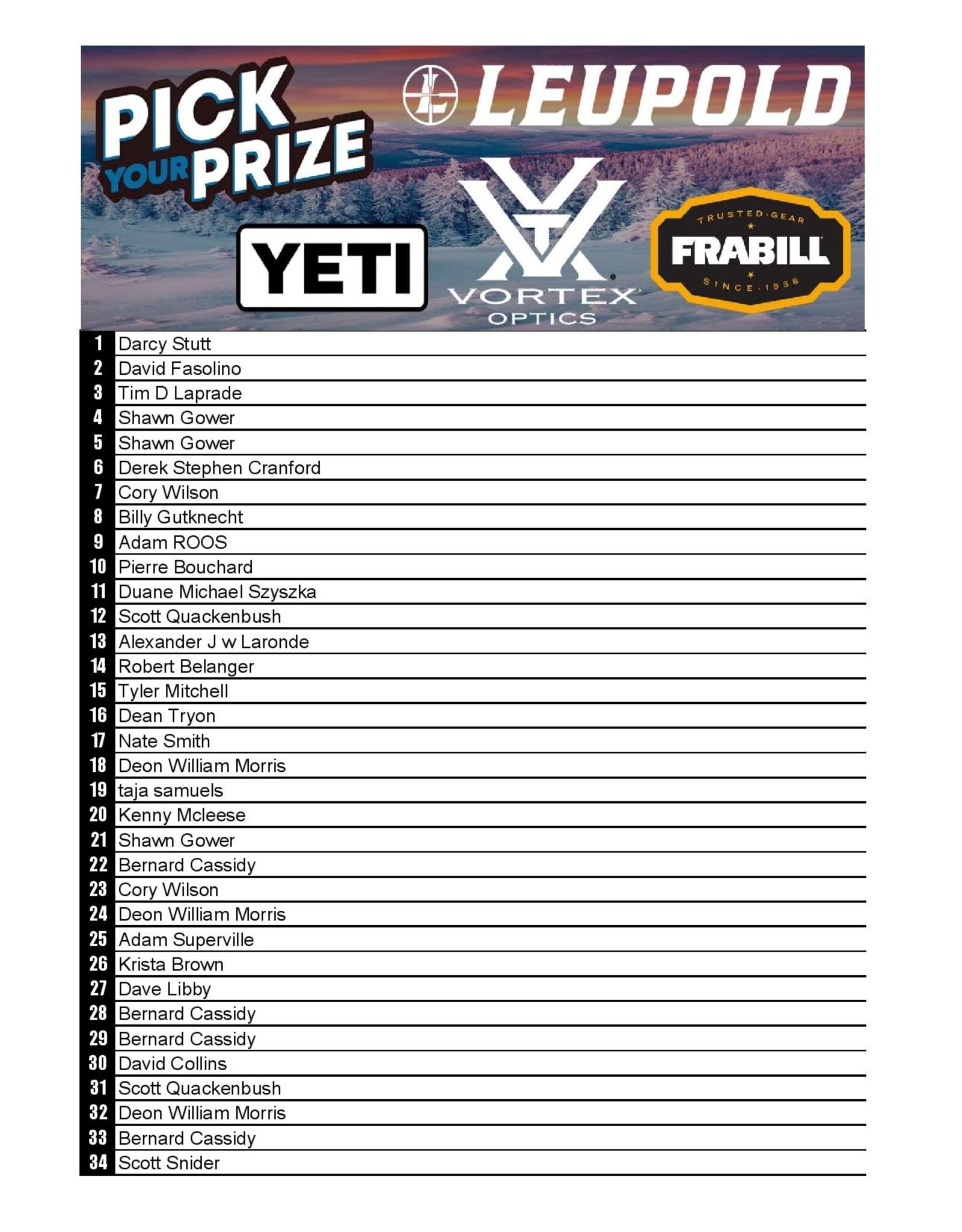 DRAW #1806 - Pick Your Prize - Leupold, Yeti, Frabill OR Vortex!