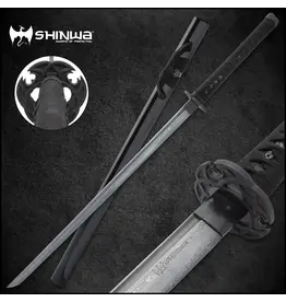 shinwa Shinwa Black Knight Katana | 27 1/2” full-tang black Damascus steel blade | 40" overall