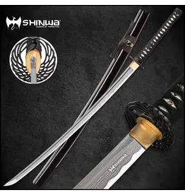 shinwa Shinwa Royal Warrior Handmade Samurai Sword | 27 3/8" Damascus Steel Blade | 41 1/2" Overall Length | Wrapped Handle | Matching Scabbard Included
