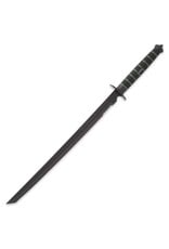 United Cutlery USMC “Blackout” Combat Sword | 19 3/4" Blade | 27 1/2" Overall | Rubberized Textured Handle with Green Bands | Nylon Sheath with Glass Breaker