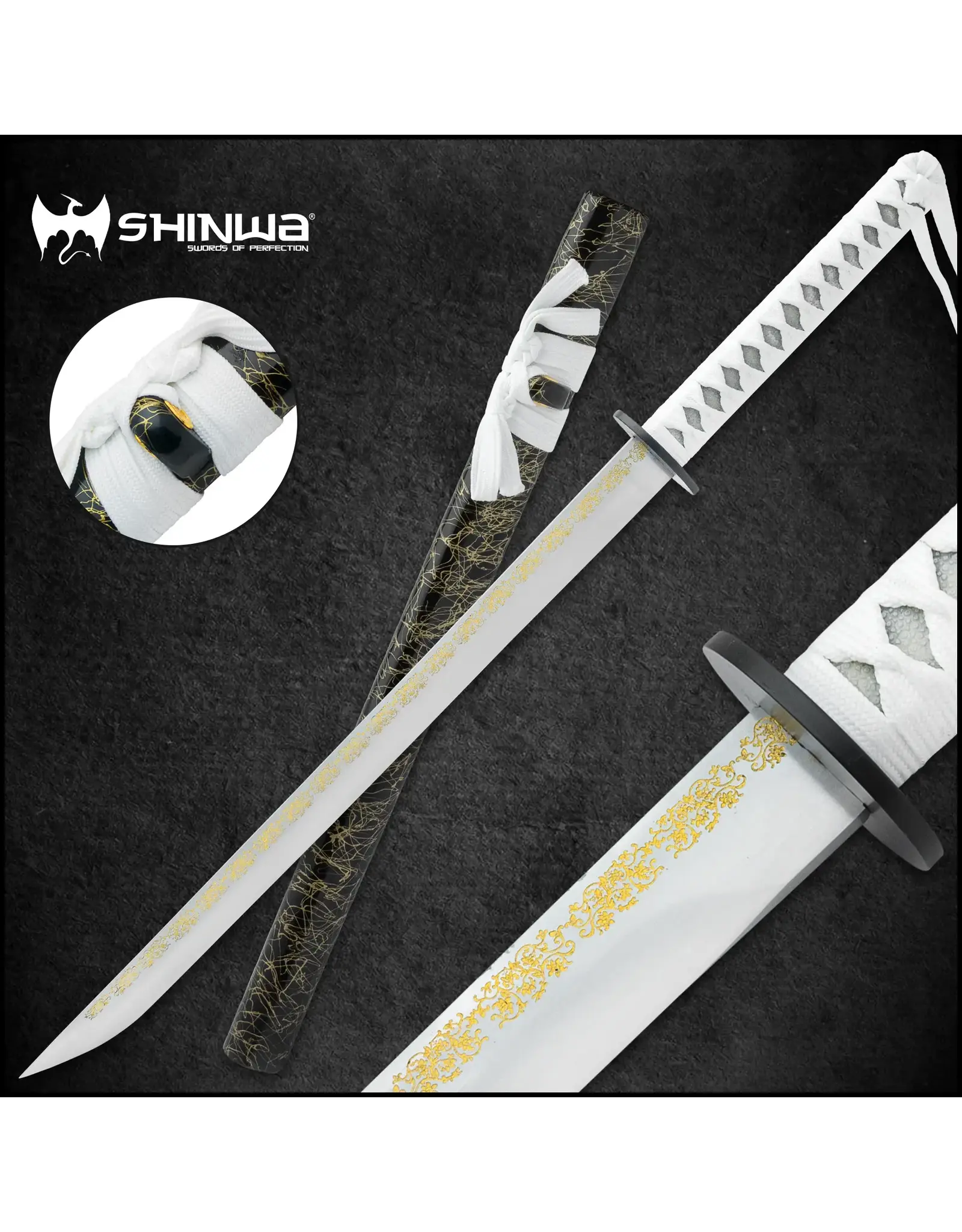 Black Legion Shinwa White Emperor Samurai Short Sword | 20 1/2” carbon steel blade | 30” overall