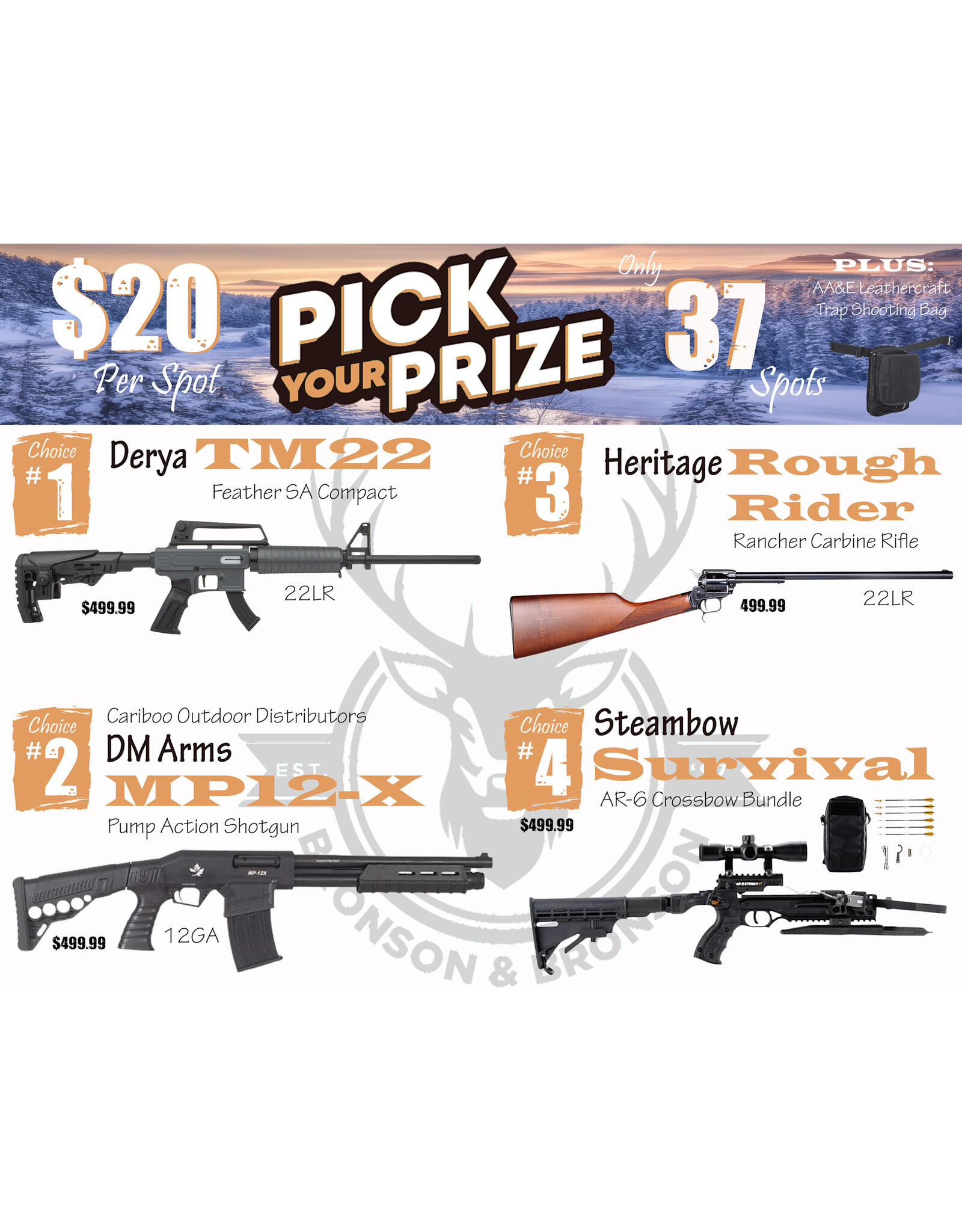 DRAW #1816 - Pick Your Prize - Derya, Cariboo, Heritage OR Steambow!