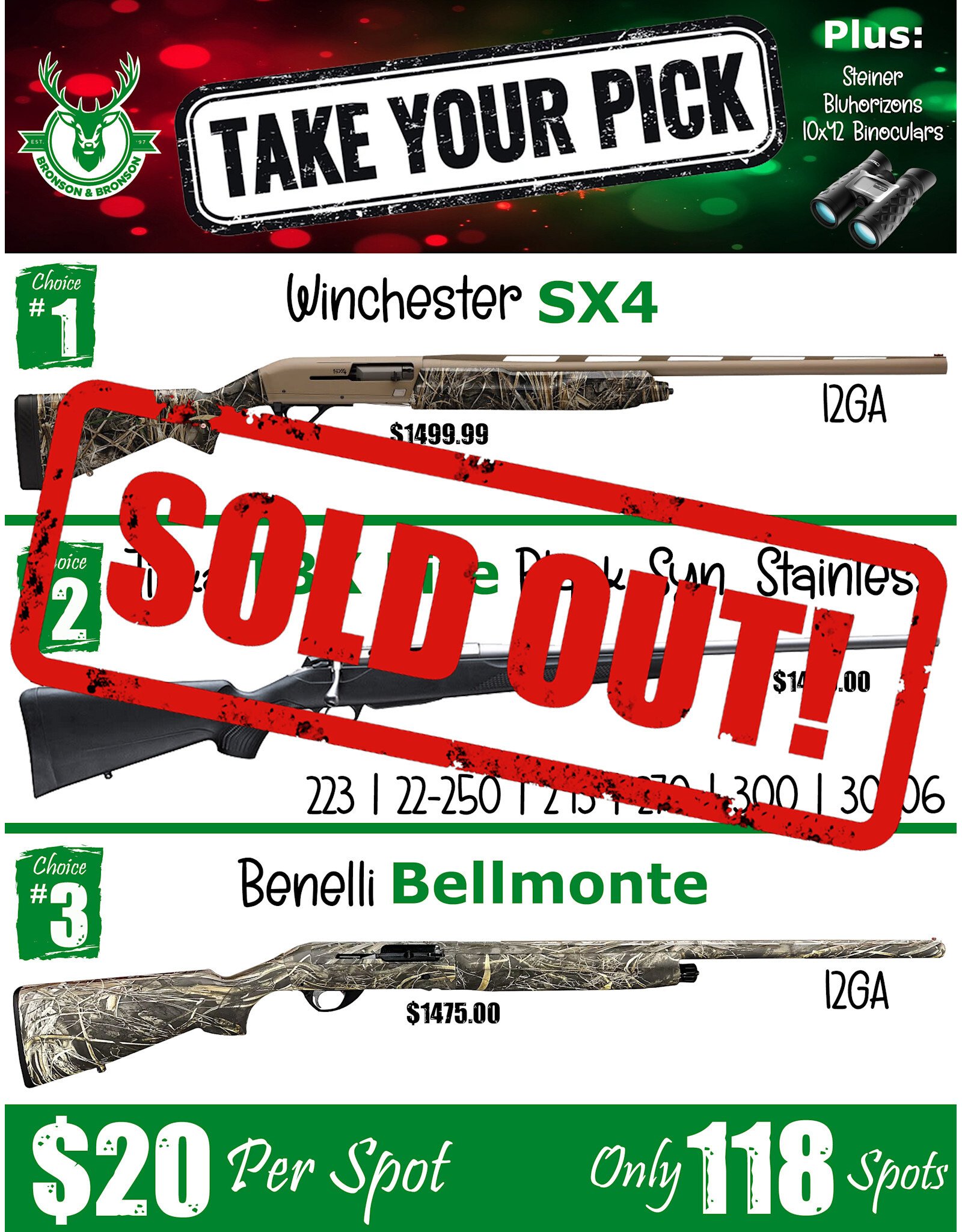 DRAW #1808 - Take Your Pick - Winchester, Tikka OR Benelli!