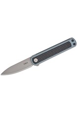 CRKT Columbia River CRKT 7070 Richard Rogers Pup Liner Lock Flipper Knife 2.09" AUS-10 Bead Blast Drop Point Blade, Gray GRN Handles with Dimpled Black GRN Inlays