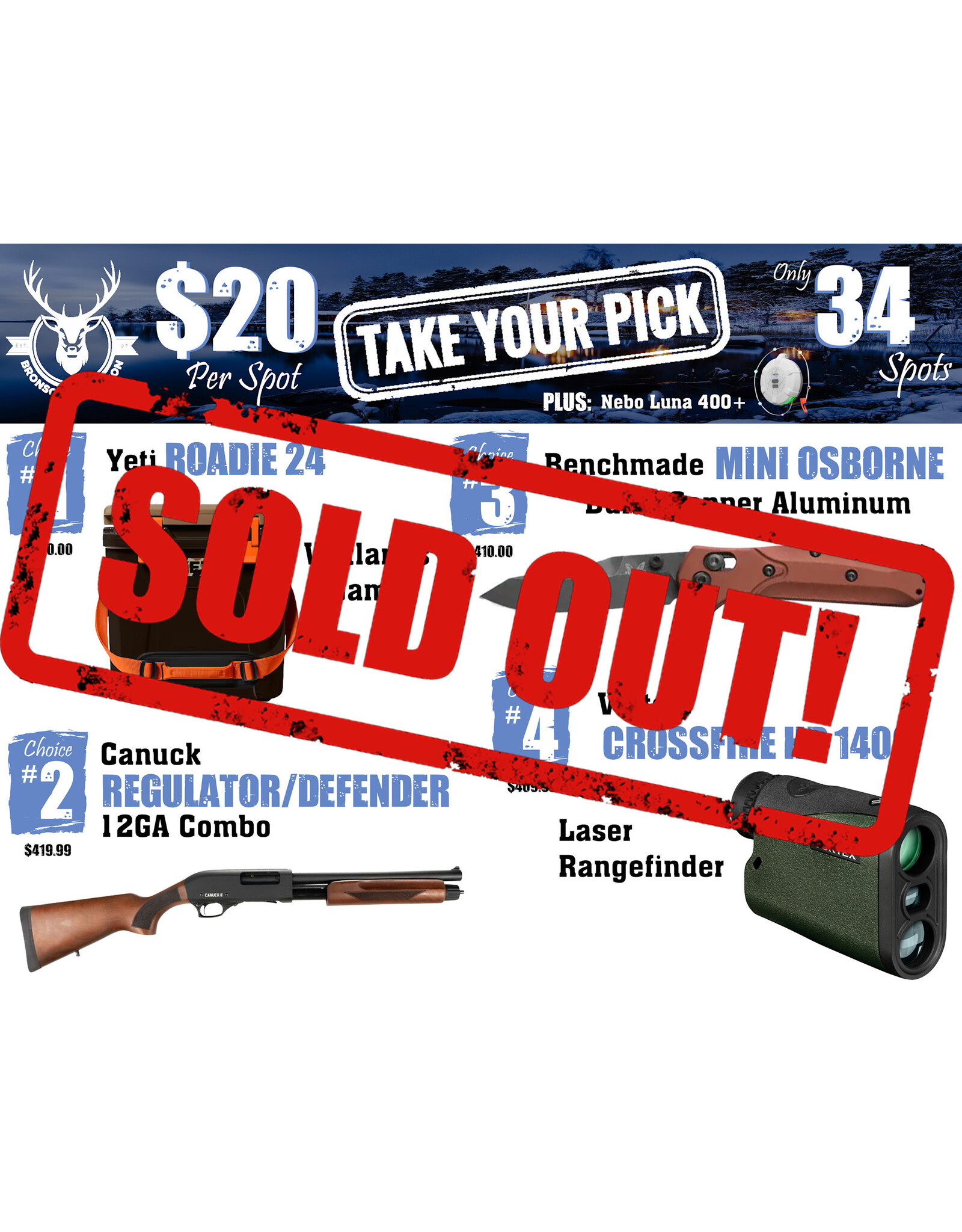 DRAW #1814 - Take Your Pick - Yeti, Canuck, Benchmade OR Vortex!