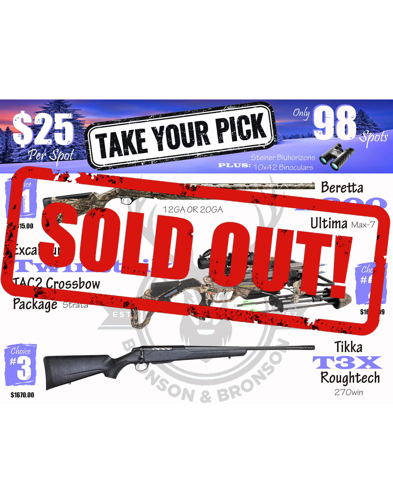 DRAW #1815 - Take Your Pick - Beretta, Excalibur OR Tikka!