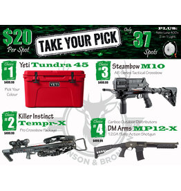 DRAW #1824 - Take Your Pick - Yeti, Killer Instinct, Steambow OR Cariboo!