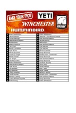 DRAW #1822 - Take Your Pick - Humminbird, Yeti, Winchester OR Bear!