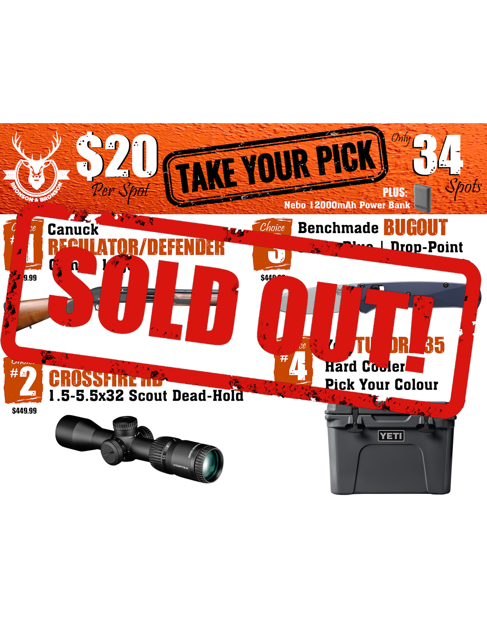 DRAW #1825 - Take Your Pick - Canuck, Vortex, Benchmade OR Yeti!