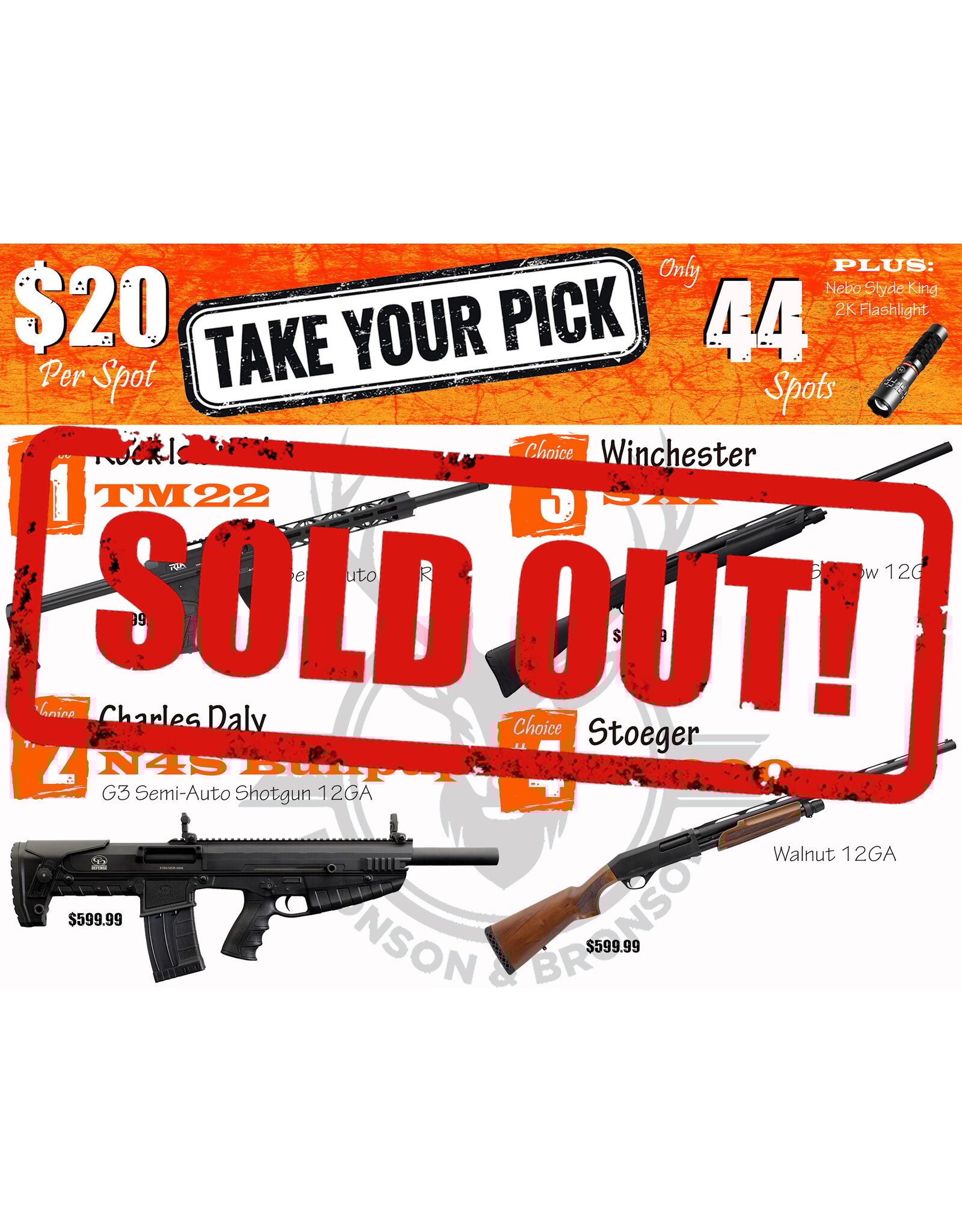 DRAW #1819 - Take Your Pick - Rock Island Armory, Charles Daly, Winchester OR Stoeger!