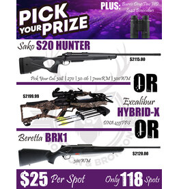 DRAW #1827 (60-118) - Pick Your Prize - Sako, Excalibur OR Beretta!