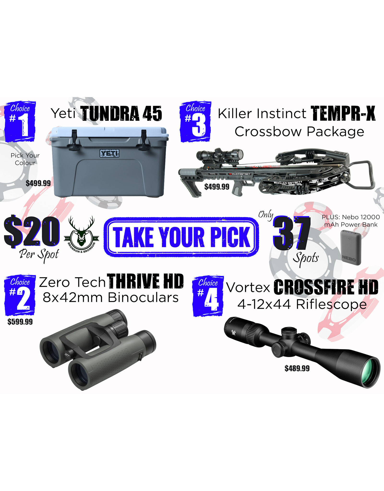 DRAW #1829 - Take Your Pick - Yeti, Zero Tech, Killer Instinct OR Vortex!