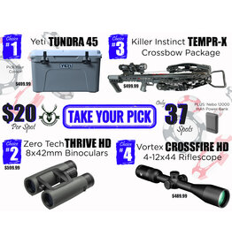 DRAW #1829 - Take Your Pick - Yeti, Zero Tech, Killer Instinct OR Vortex!