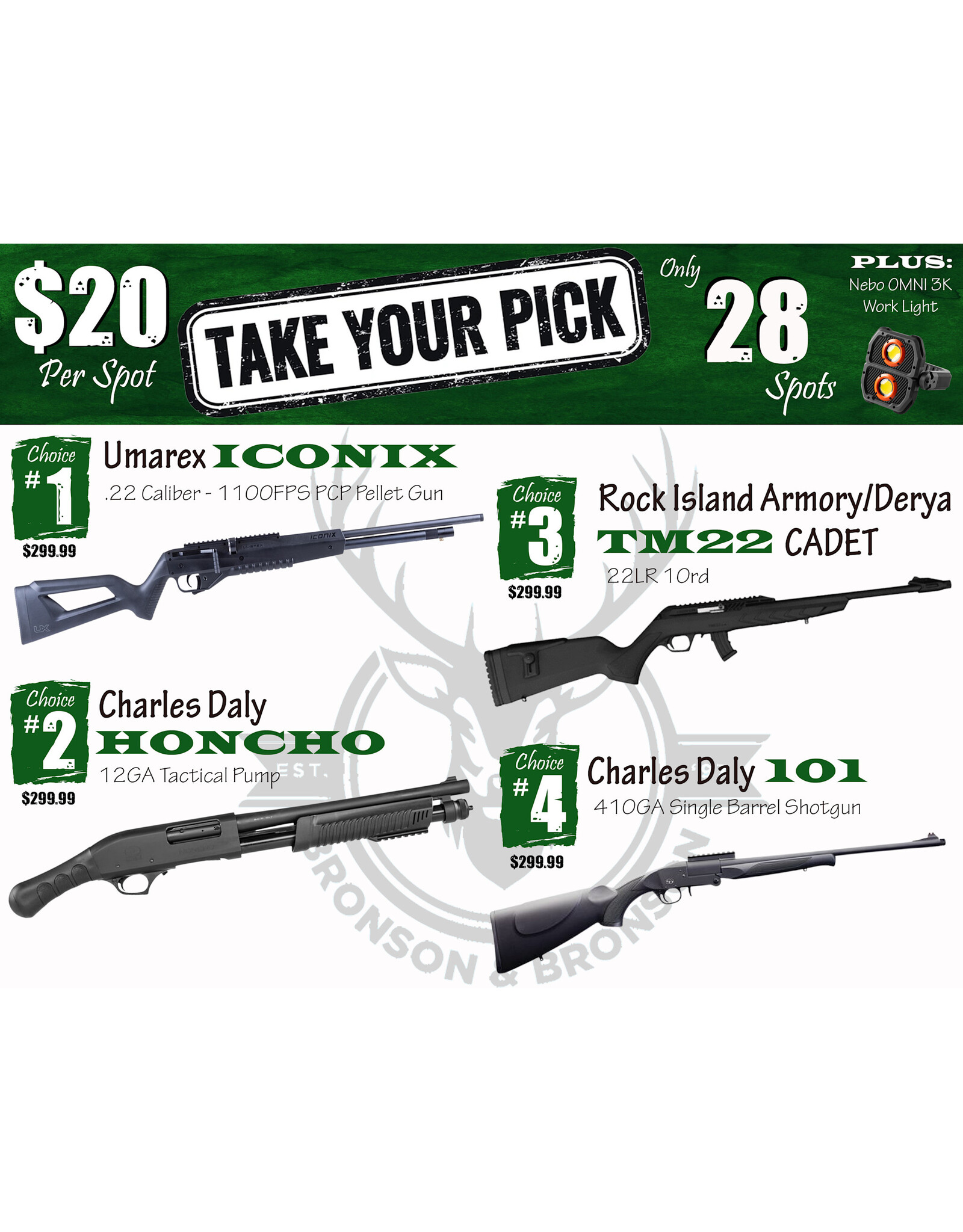 DRAW #1830 - Take Your Pick - Umarex, Charles Daly OR Rock Island Armory!