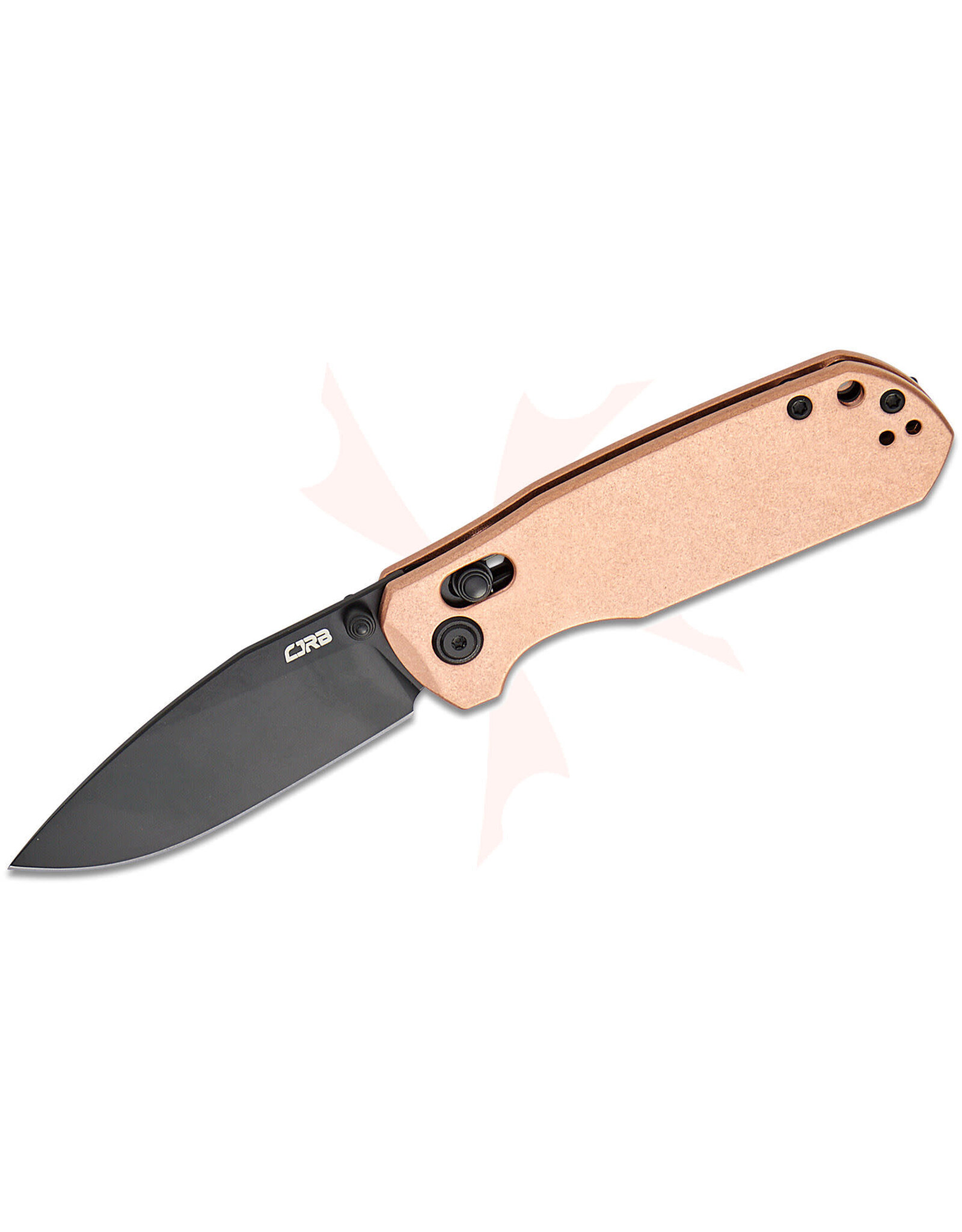 CJRB CJRB Cutlery DCA Maximal Crossbar Lock Folding Knife 2.95" AR-RPM9 Black Drop Point Blade, Copper Handles, Reversible Clip - J1954-CO