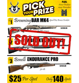 DRAW #1823 - Pick Your Prize - Browning, Beretta OR Benelli!
