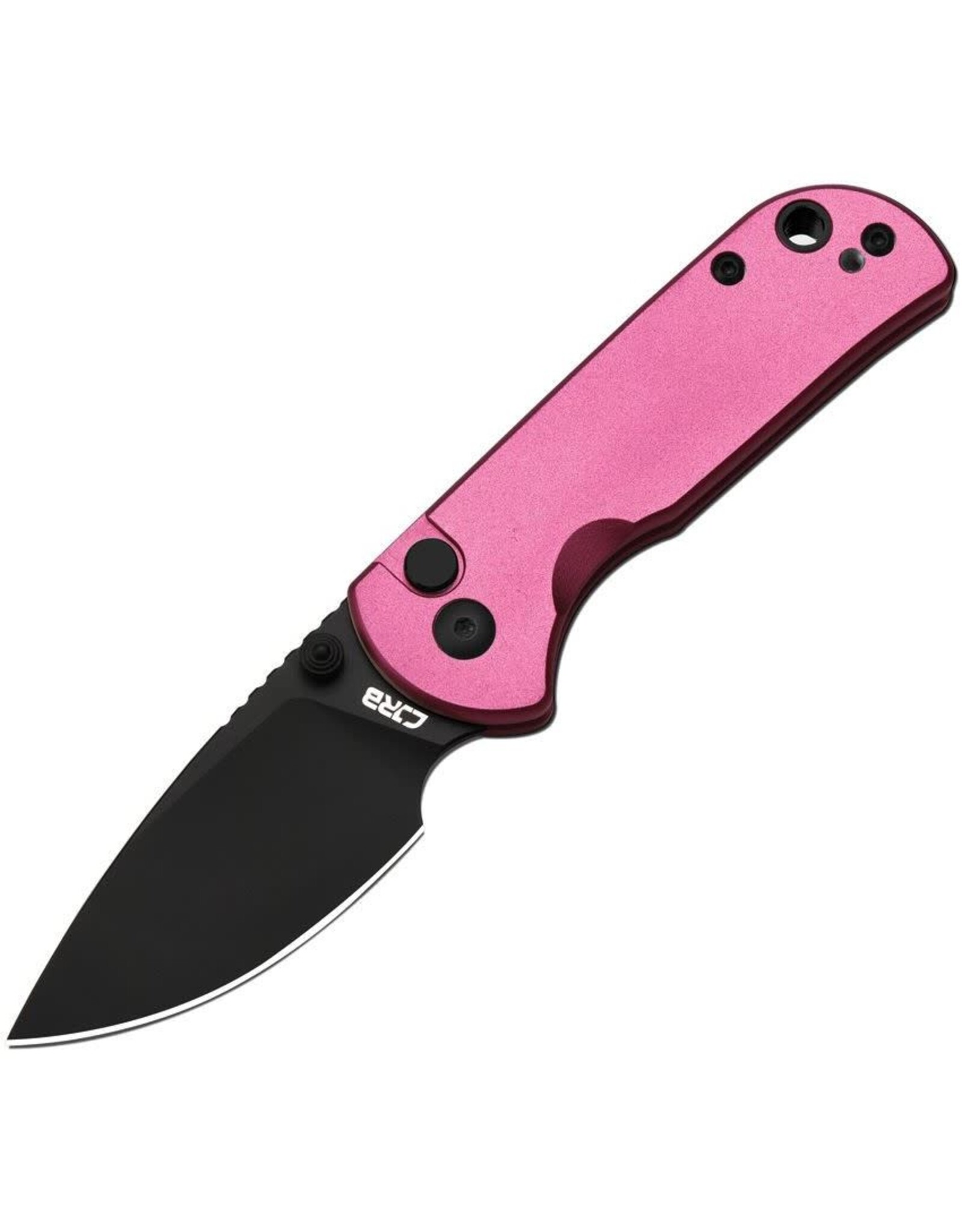 CJRB CJRB 1934BPK Mica Black Button Lock Knife Pink Handles