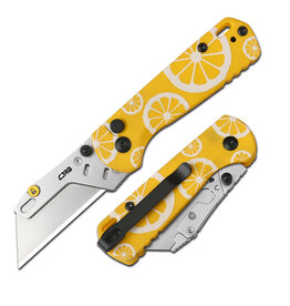 CJRB CJRB Boxer Button Lock Folding Knife, Replicable Blades, G10 Yellow Lemon, J1967-LM