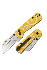 CJRB CJRB Boxer Button Lock Folding Knife, Replicable Blades, G10 Yellow Lemon, J1967-LM