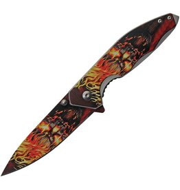 Rite Edge Rite Edge 300519 Flame Skull Linerlock