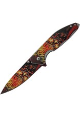 Rite Edge Rite Edge 300519 Flame Skull Linerlock