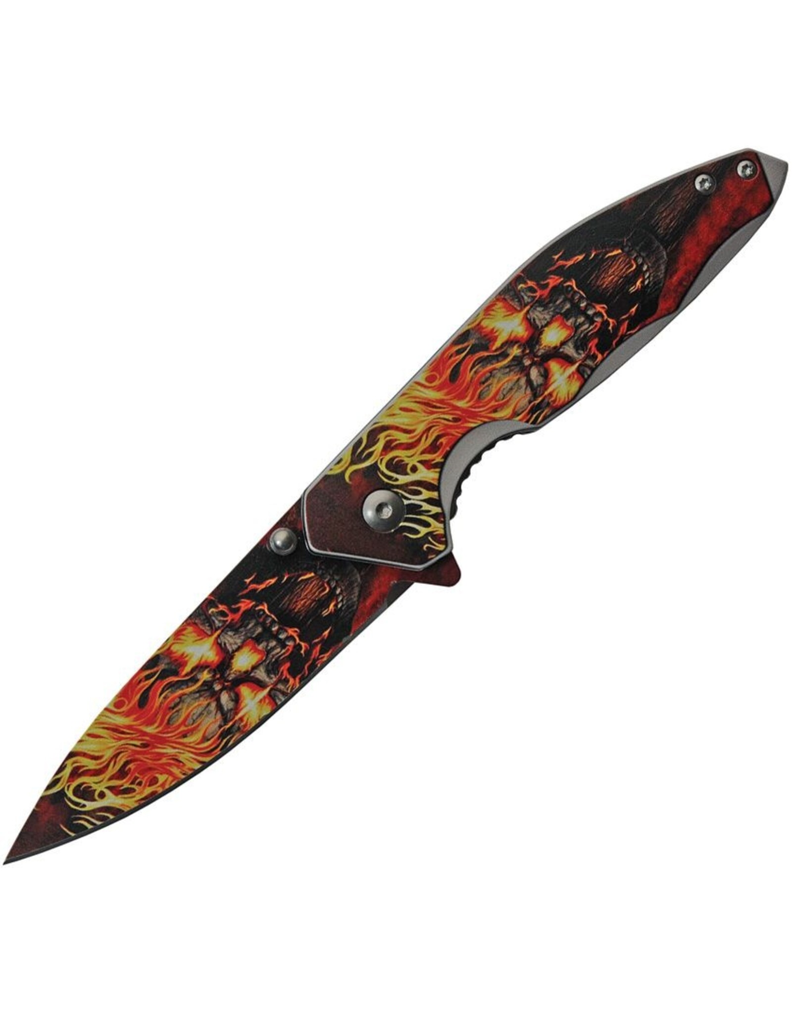 Rite Edge Rite Edge 300519 Flame Skull Linerlock