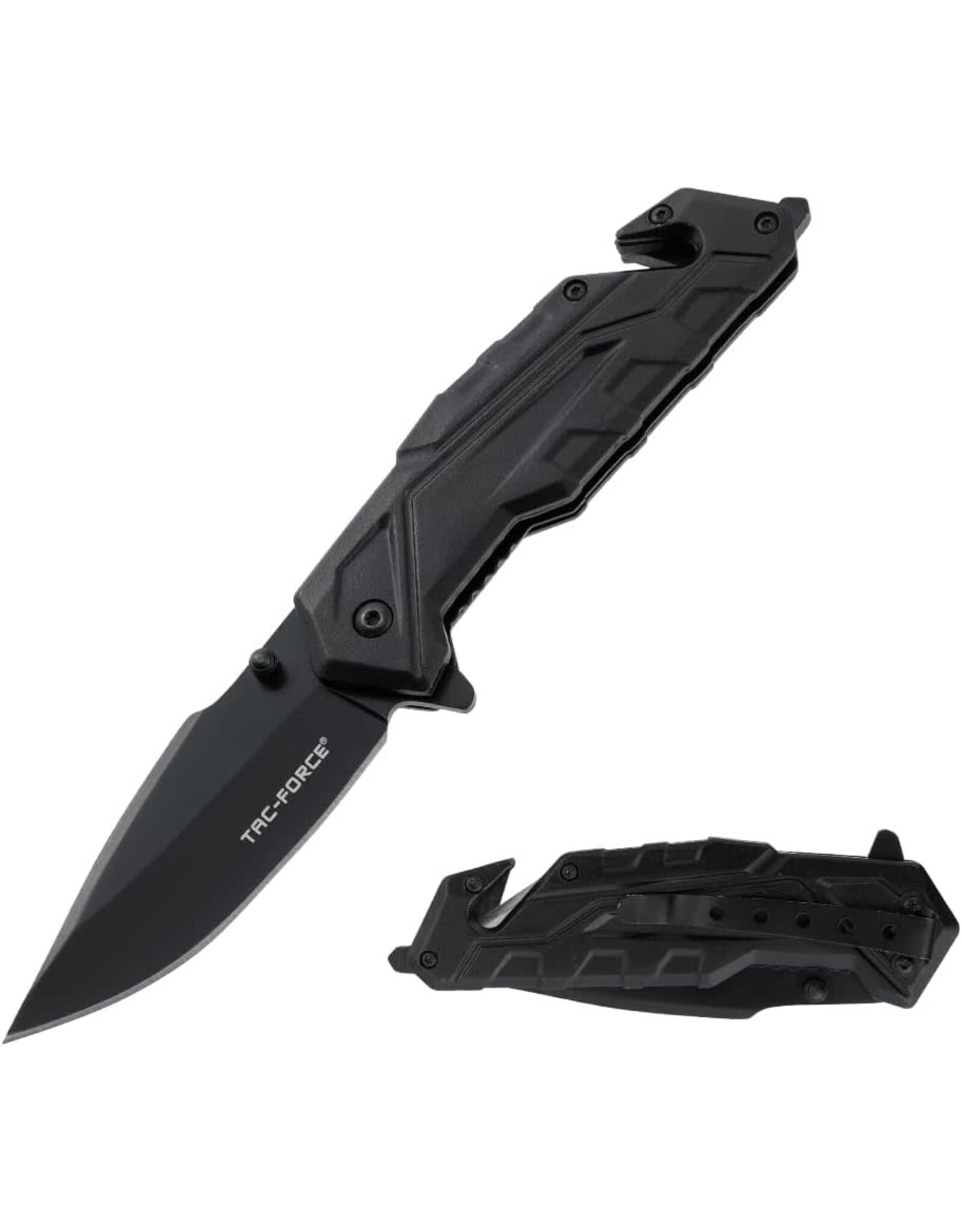 Tac-Force Tac-Force Pocket Folding Knife, 8.85" Overall Length, 4.09" Blade, Black Nylon Fiber Handle with Glass Breaker, Pocket Clip, EDC