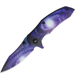 Rough Ryder Rough Rider 1919 Galaxy Linerlock Knife with Galaxy Swirl (Purple, White, Black) Finish Blade and Handle