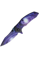 Rough Ryder Rough Rider 1919 Galaxy Linerlock Knife with Galaxy Swirl (Purple, White, Black) Finish Blade and Handle