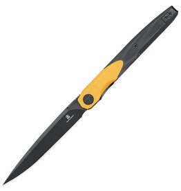Bestech Knives Bestech MK14F Bestechman Lanza Black Stonewash Linerlock Knife Black/Yellow G10 Handles