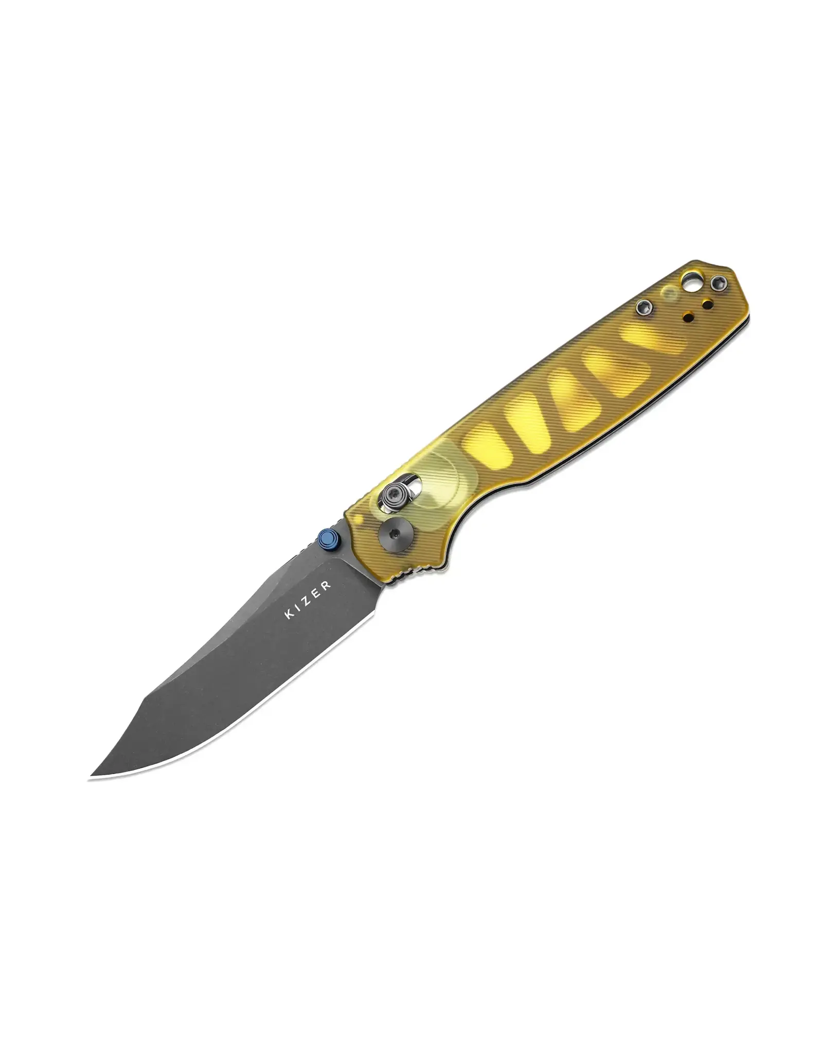 Kizer Kizer Cutlery Vanguard Pokiman CC Clutch Lock Folding Knife 3.16" AEB-L Gray Stonewashed Clip Point Blade, Ultem Handles, Reversible Deep Carry Clip, AXIS/Crossbar Lock - V3789A3