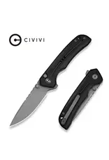 Civivi CIVIVI Tarask Flipper & Thumb Stud & Button Lock Knife Black G10 Handle (2.96" Gray Stonewashed Nitro-V Blade) C25023C-1