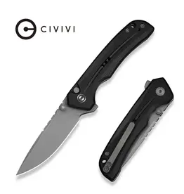 Civivi CIVIVI Tarask Flipper & Thumb Stud & Button Lock Knife Black G10 Handle (2.96" Gray Stonewashed Nitro-V Blade) C25023C-1