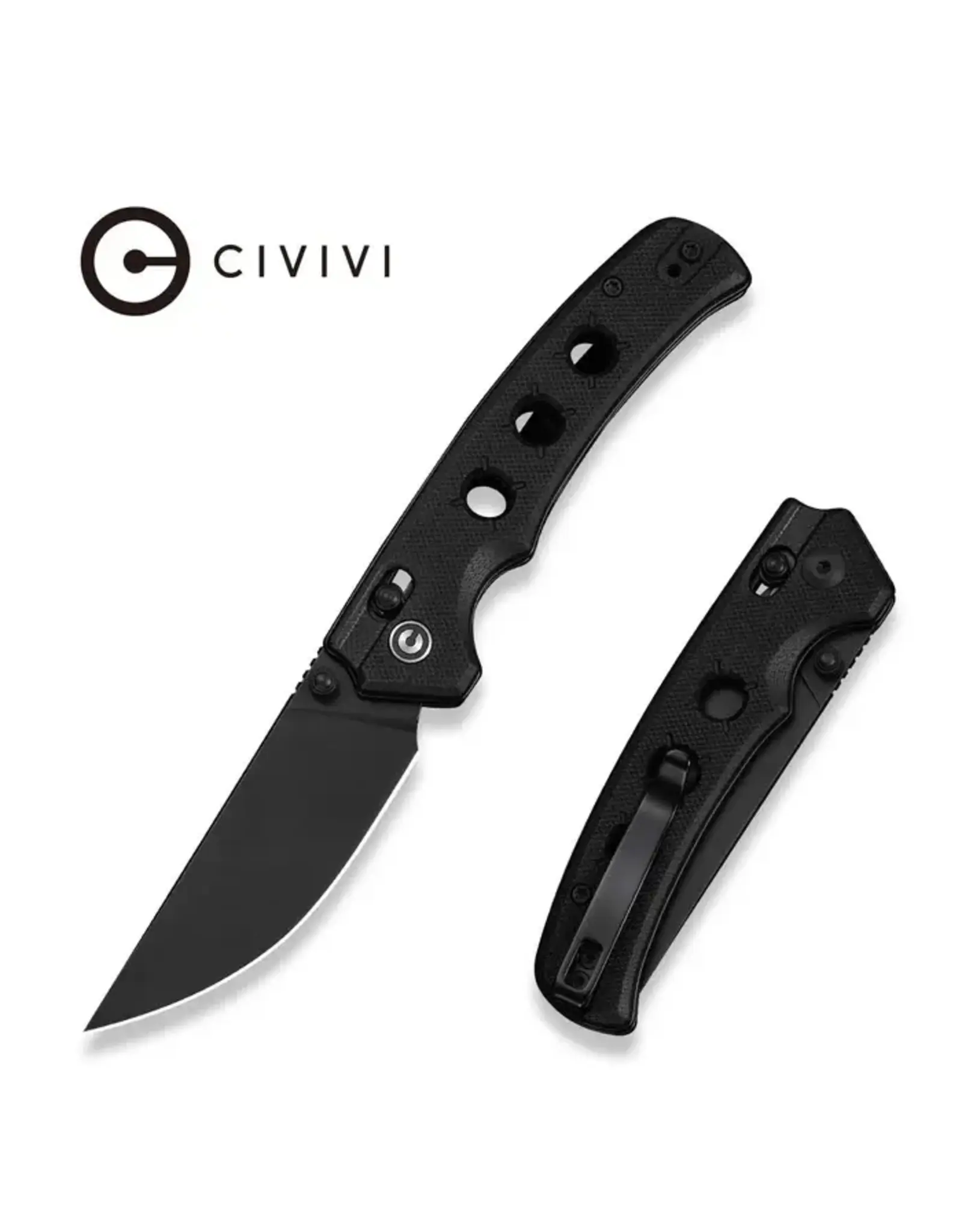 Civivi CIVIVI Noctis Thumb Stud & Crossbar Lock Knife Black G10 Handle (2.98" Black Stonewashed Nitro-V Blade) C24020C-1