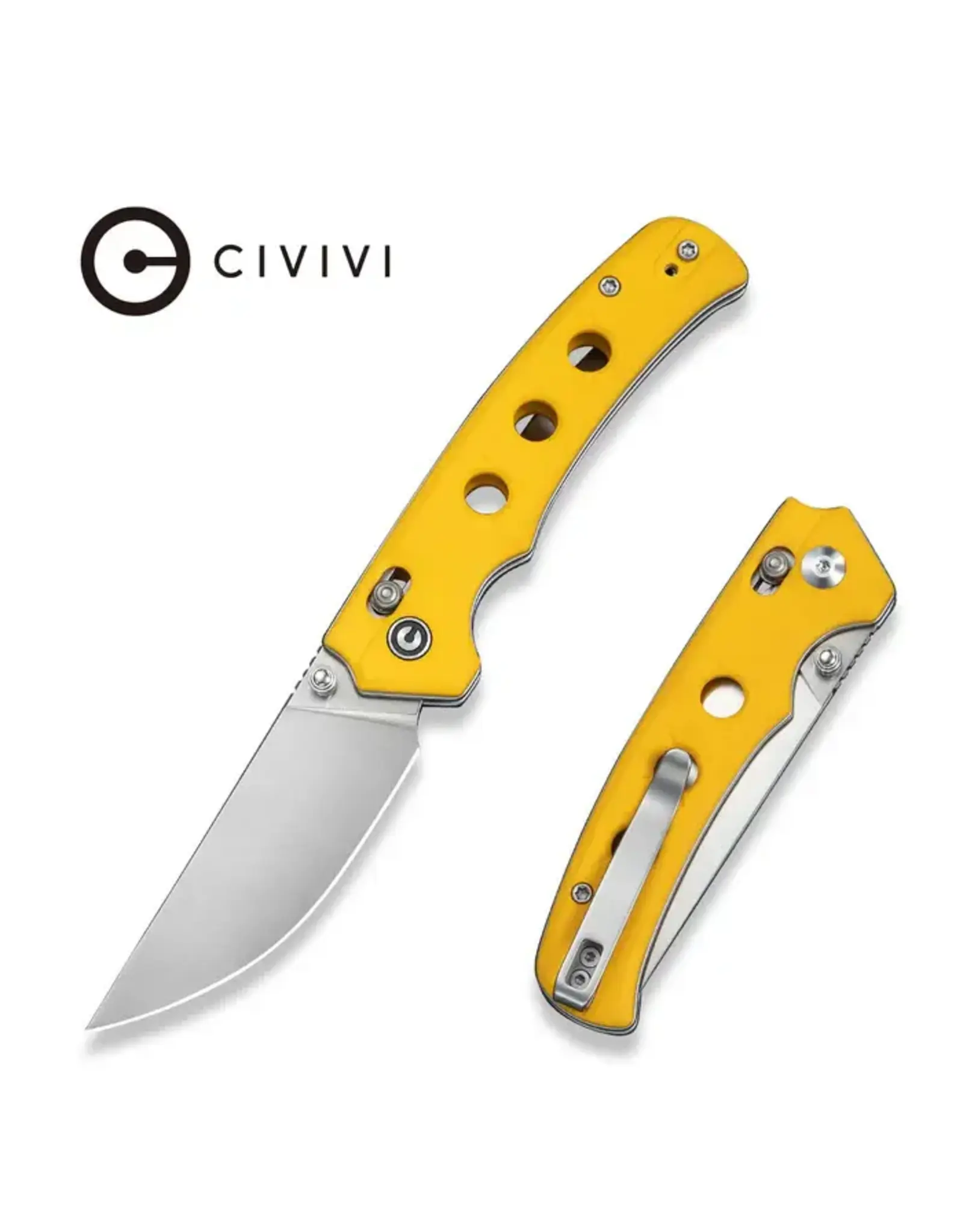 Civivi CIVIVI Noctis Thumb Stud & Crossbar Lock Knife Yellow G10 Handle (2.98" Satin Finished Nitro-V Blade) C24020C-2